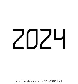 2024 number icon. Happy New Year. Black on white background