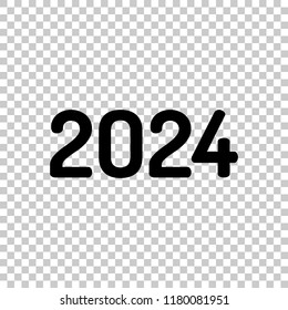 2024 number icon. Happy New Year. On transparent background.