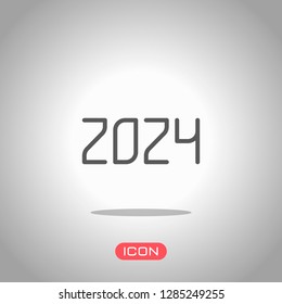 2024 number icon. Happy New Year. Icon under spotlight. Gray background