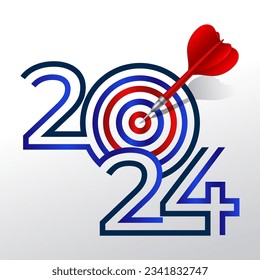 2024 number logo or typography with target concept design