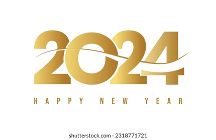 Número 2024 en fondo blanco. Diseño de texto del logo 2024. Plantilla de diseño Cartel de tipografía de celebración, banner o tarjeta de saludo para Feliz Año Nuevo. Ilustración vectorial