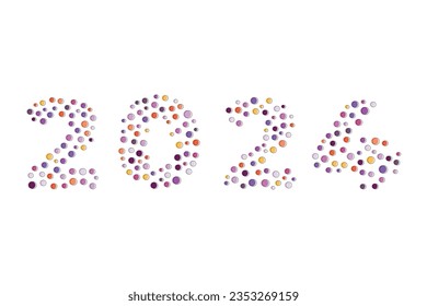 2024 number with pattern shapes for Happy New Year