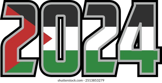 2024 number vector design has a palestinian flag motif