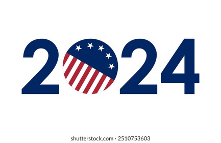 2024 numbers in united states flag colors, vector illustration