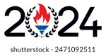 2024 WITH OLYMPIC FLAME AND LAUREL