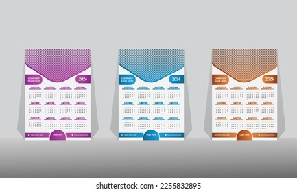 2024 one page wall calendar design template