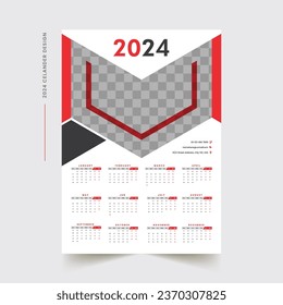 2024 One Page Wall Calendar Design template

