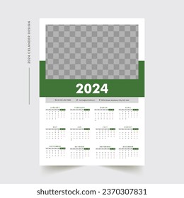 2024 One Page Wall Calendar Design template

