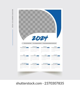 2024 One Page Wall Calendar Design template
