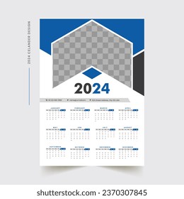 2024 One Page Wall Calendar Design template
