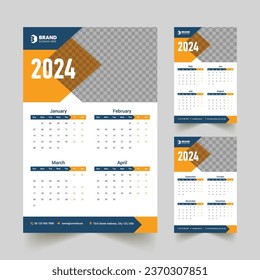 2024 One Page Wall Calendar Design template
