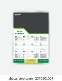 Diseño de un calendario de pared de una página en 2024