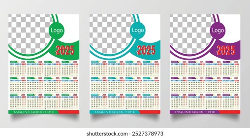 2024 one page wall calendar design template