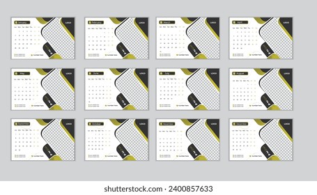 2024 planner corporate Calendar template design set. Week starts on Monday.