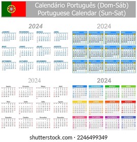 2024 Portuguese Mix Calendar Sun-Sat on white background