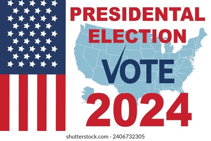 2024 Presidential election day in USA, november 5, card design. Vote for your future.