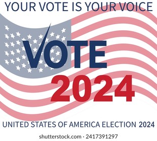 2024 Presidential election day in USA, november 5, card design. Vote for your future.