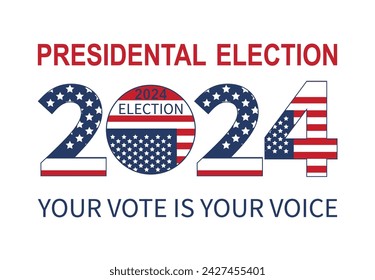 2024 Presidential election day in USA, november 5, card design. Vote for your future.