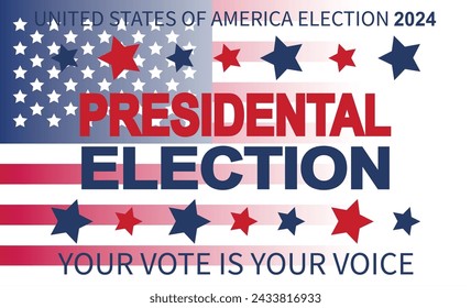 2024 Presidential election day in USA, november 5, card design. Vote for your future.