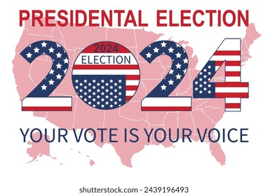 2024 Presidential election day in USA, november 5, card design. Vote for your future.