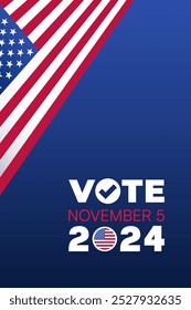 2024 Presidential Election Graphic with American Flag and Stars Vector Illustration