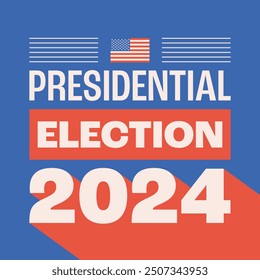 2024 presidential election poster design with american flag. US election voting. Vector illustration