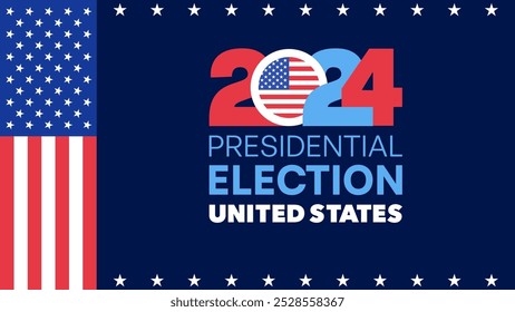 2024 Presidential Election Poster with US Flag and Star Design Vector Illustration