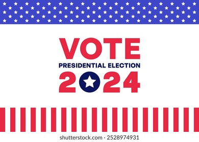 2024 Presidential Election Vote Poster with Patriotic Red, White, and Blue Design Vector Illustration