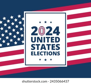 2024 Presidential elections in the United Stares with USA flag. Template for website, landing page of online survey. Vote day, November 5. Flat vector illustration.