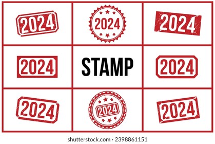 2024 Red Rubber Stamp vector design.