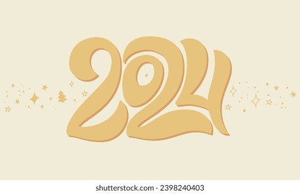 2024 retro text with modern unique and creative concept. Vintage vector lettering for postcard, poster, banner, greeting and new year 2024 celebration.