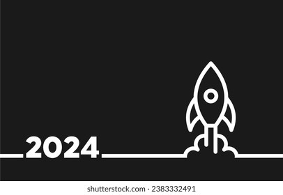 Concepto de idea creativa del fondo negro del cohete 2024