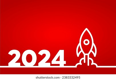2024 rocket red background creative idea concept