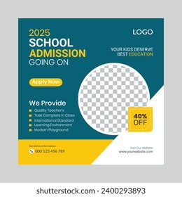 2024 School admission social media post vector image design