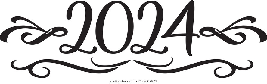 2024 scroll Black and White Classic Elegant Graphic