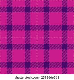 2024 seamless background check, window fabric pattern texture. Tradition plaid tartan textile vector in pink and violet colors palette.