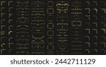2024 Sets of vintage frames and borders set. Gold decor photo frame. Gold corner frame with Thailand line floral for picture. gold ornament decorate frame border pattern Thai art. calligraphic design