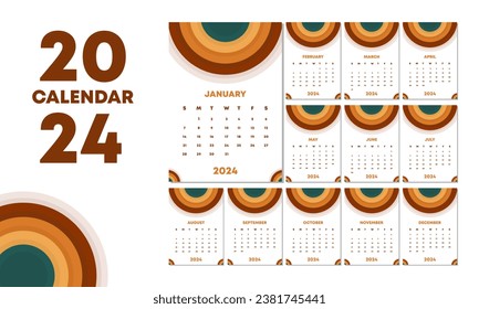 2024 simple calendar design template vector, perfect for office, company, school, social media, advertising, sales, printing and more