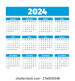 2024 Simple Calendar Weeks Starts On Stock Vector (Royalty Free ...