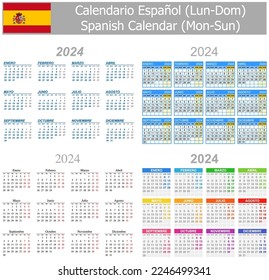 2024 Spanish Mix Calendar Mon-Sun on white background