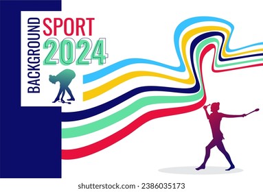 2024 Sports Background Vector Illustration, one of sports rhythmic gymnast silhouette woman. sport  banner 