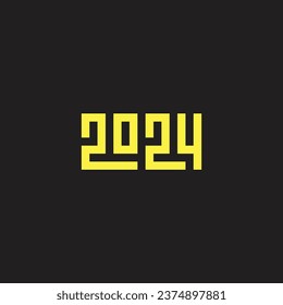 2024, quadratisch, gold, elegantes geometrisches Symbol, einfaches Logo, Vektorgrafik