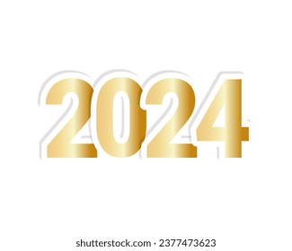 Etiqueta adhesiva de 2024 con números de oro, elemento para el diseño para Año Nuevo y Navidad
