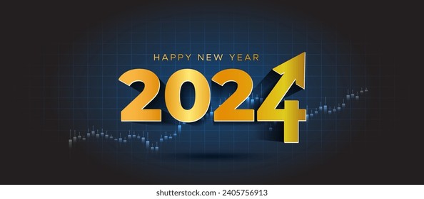 2024 Stock market investment and growth background. Happy New year 2024 business and financial target.