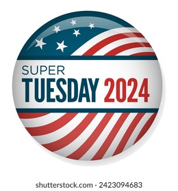 2024 Super Tuesday Banner with Vote, Government, and Patriotic Symbolism and Colors