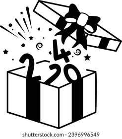 2024 Surprise Gift concept, Twenty Twenty four vector icon design, Happy New Year 2024 Symbol, HNY Wishes Sign, New Years Eve celebration Element stock illustration