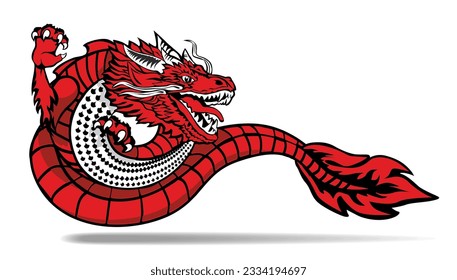 2024 symbol year. Traditional chinese dragon  for greeting card, invitation in cartoon style. Vector on transparent background
