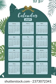 2024 table calendar year.week start on sunday with safari style that use for vertical digital and printable A4 A5 size
