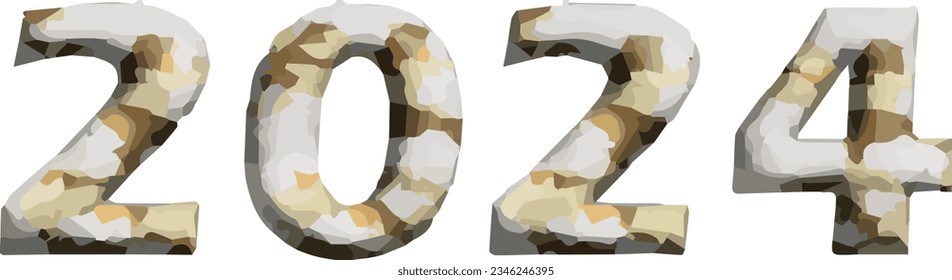 2024 Text effect and logo design number 3d image stock vector