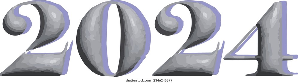 2024 Efecto del texto y diseño del logotipo número 3d material de imagen vectorial